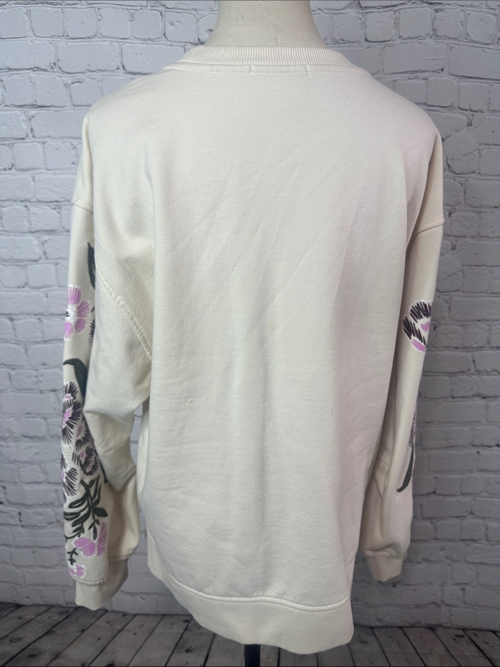 Scotch & Soda embroidered puff-sleeve cream sweatshirt Size L Large - Picture 3 of 7